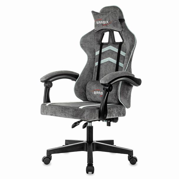 Кресло компьютерное BRABIX "Shooter GM-123", 2 подушки, ткань, серое, 533192 - Вид 5