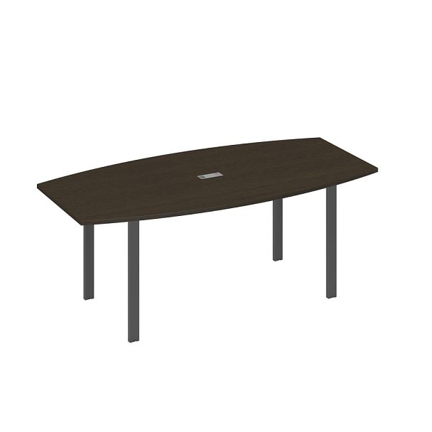 Стол 200x100 для переговоров фигурный на опорах UNO A4 А4 Б1 113 БП венге / металлокаркас антрацит - Вид 1
