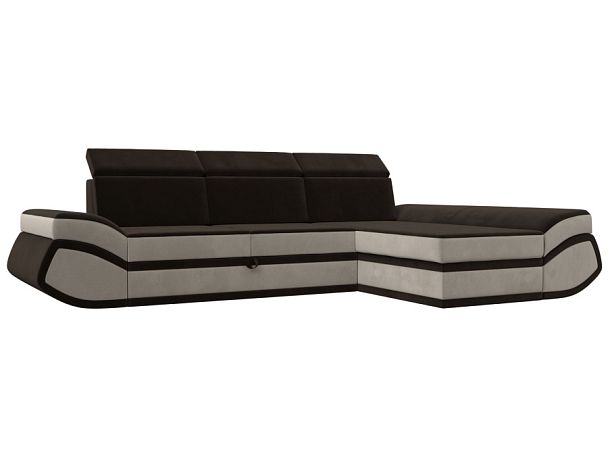 Диван угловой Лига-032 правый угол Микровельвет коричневый - Вид 1