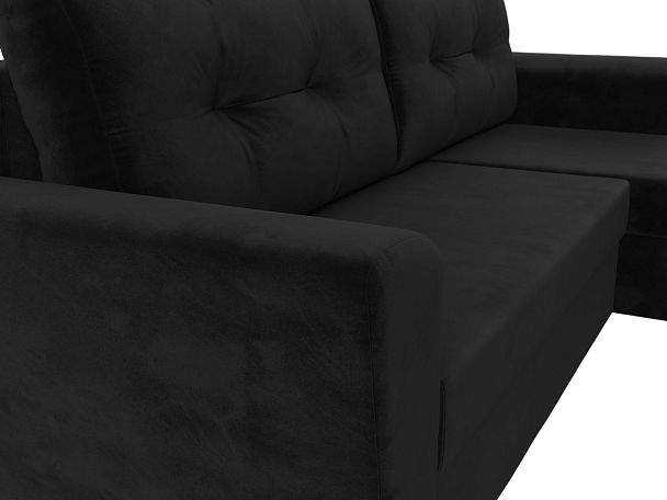 Угловой диван Амстердам Лайт правый (полностью велюр черный) - Вид 4