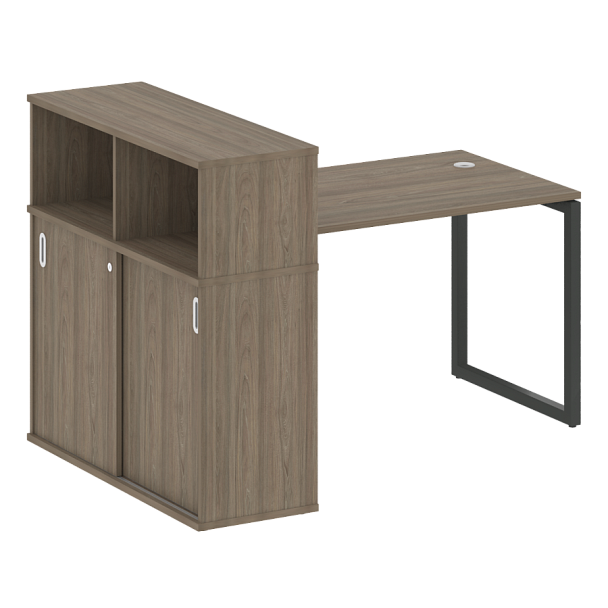 Metal System Quattro Стол письменный с шкафом-купе на О-образном м/к 40БО.РС-СШК-3.2 Т Вяз/Антрацит металл 1610*1120*1098 - Вид 1