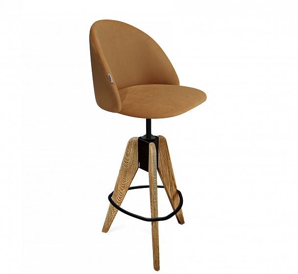 Стул полубарный Sheffilton SHT-ST35/S92 горчичный/браш.коричневый/черный муар - Вид 1