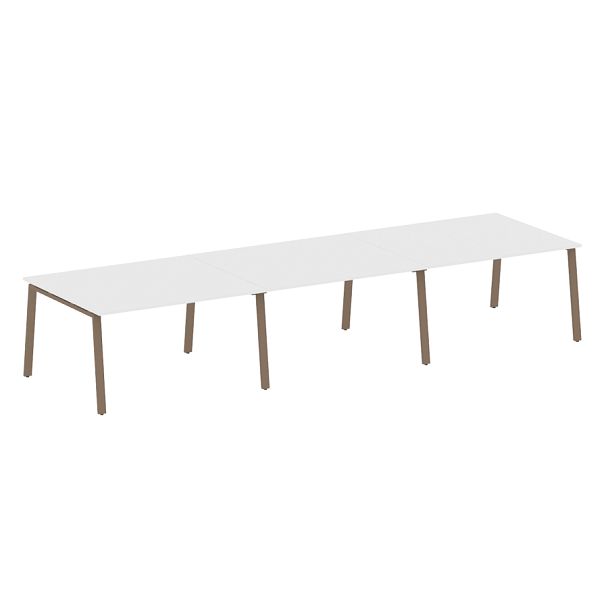 Metal System Перег. стол (3 столешницы) на А-образном м/к БА.ПРГ-3.3 Белый/Мокко металл 4200*1235*750 - Вид 1