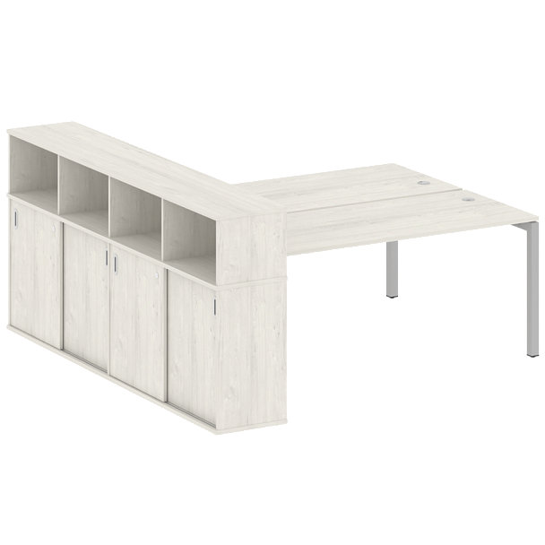 Metal System Quattro Р. ст. с шкафом-купе на П-образном м/к 50БП.РС-СШК-4.5 Т Дуб наварра/Серый металл 2210*2332*1098 - Вид 1