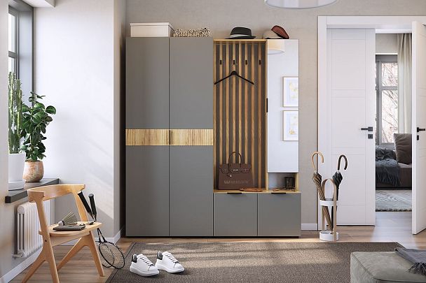 Бери Шкаф двухдверный MPR-024.2564 дуб крафт золотой/графит - Вид 4