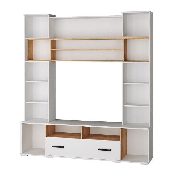 Гостиная Оскар-18 центральная секция ОГЦС-1 (2100х1900х430) белый/дуб крафт золотой - Вид 2