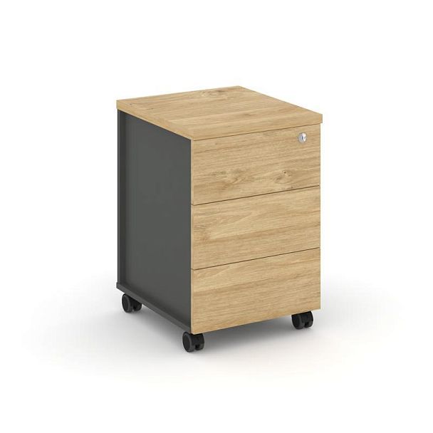 Стайл Проджект Тумба мобильная усил. колеса SN.TMU-006 Антрацит/Тиквуд Светлый/Тиквуд Светлый 416*46 - Вид 1