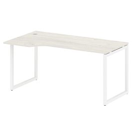 Metal System Quattro Стол криволинейный левый на О-образном м/к 40БО.СА-1 (L) Дуб наварра/Белый металл 1600*900*750 - Фото предпросмотра