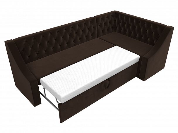 Кухонный угловой диван Мерлин правый (полностью микровельвет коричневый) - Вид 7