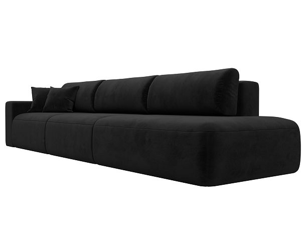 Диван прямой Лига-036 Модерн Лонг подлокотник слева Велюр черный - Вид 4