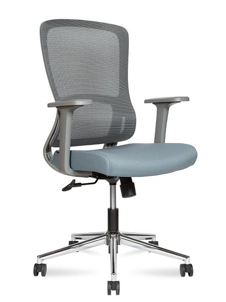 Кресло офисное / Light LB grey  / серый пластик/серая  серка/серая ткань/хром - Вид 1