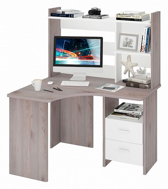 Стол компьютерный Домино Лайт СКЛ-Угл120+НКЛ-120 Белый/Нельсон левый - Вид 2