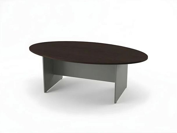 БЕРЛИН / BERLIN Конференц-стол овальный 2400х1200х740 Венге/Серый - Вид 2