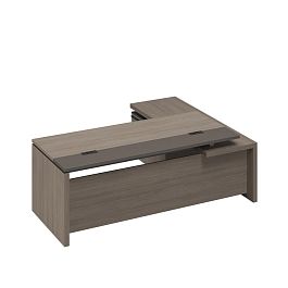 Стол руководителя с кабель-каналами с брифинг-приставкой боковой левый U.RUS РС 131 ДЧ/ЛС дуб виченца/лава серая - Фото предпросмотра