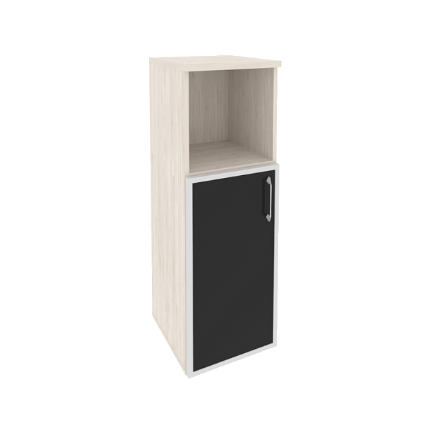 Onix Шкаф средний узкий левый O.SU-2.2 R (L) black Денвер светлый/Стекло black 400*420*1207 - Вид 1