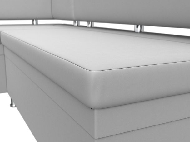 Кухонный уголок Стайл левый (полностью экокожа белая) - Вид 4