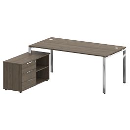 Metal System Direct Стол руковододителя с тумбой левый БГ.СРТ-5.9 (L) Вяз/Нерж. сталь 1900*1720*750 - Фото предпросмотра