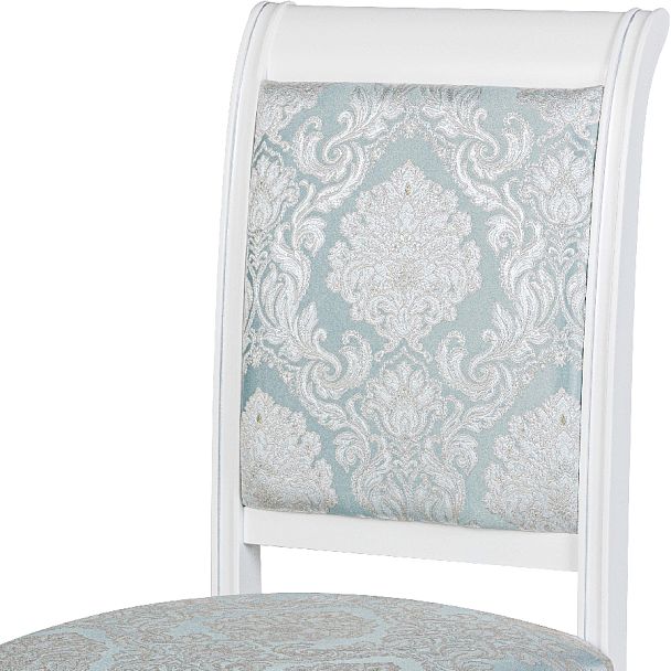 Комплект деревянных стульев с мягким сиденьем Бармс Белая эмаль серебрянная патина/Бирюзовый жаккард, 2 шт. - Вид 6