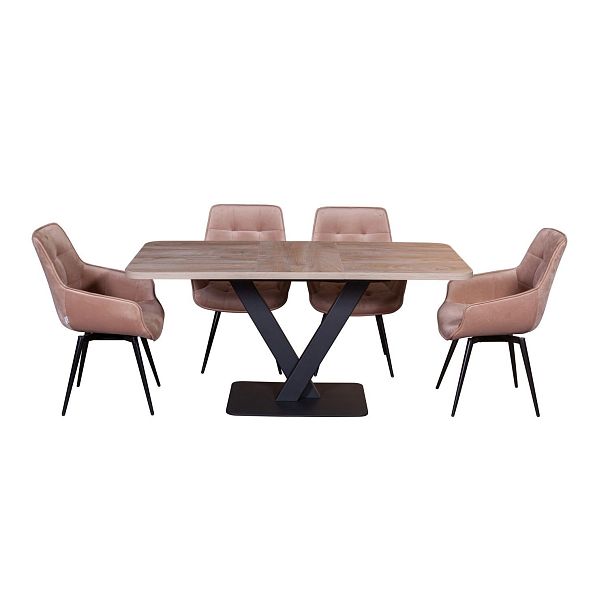 Стол Chester раздвижной  (120+40) дуб эндгрейн, опоры черные - Вид 5