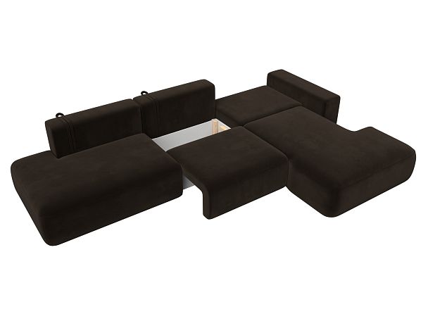 Диван угловой Лига-036 Модерн Лонг правый угол Микровельвет коричневый - Вид 8