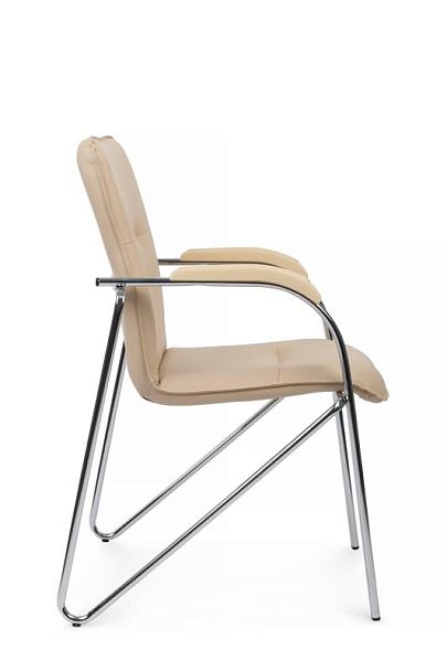 Стул Самба с пластиковыми подлокотниками SMB-03H Хром гальв. Бежевый - Вид 2