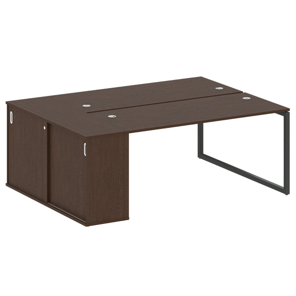 Metal System Quattro Р. ст. с шкафом-купе на О-образном м/к 40БО.РС-СШК-1.4 Т Венге/Антрацит металл 2010*1475*750 - Вид 1