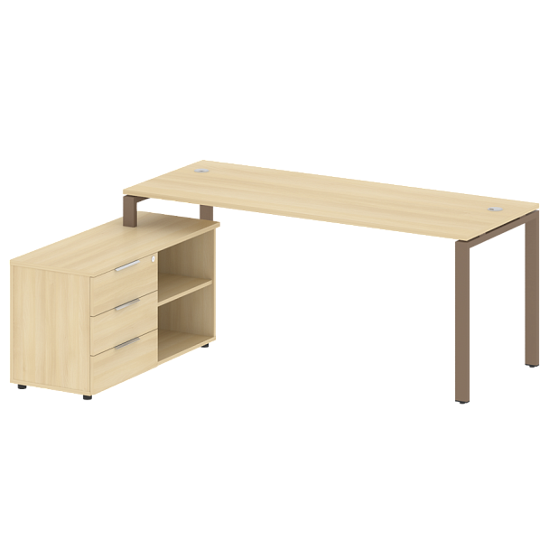 Metal System Р. ст. с тумбой на П-образном м/к БП.РС-СТС-2.5 (L) Акация/Мокко металл 1900*1520*750 - Вид 1