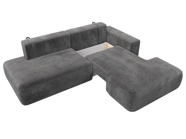 Диван угловой Лига-036 НПБ Модерн правый угол Велюр серый - Вид 7