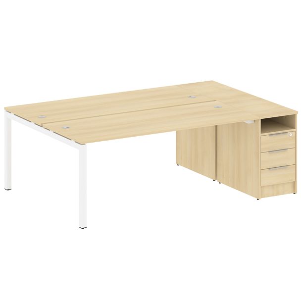 Metal System Quattro Р. ст. с тумбой на П-образном м/к 50БП.РС-СТП-2.5 Акация/Белый металл 2212*1475*750 - Вид 1