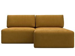 Диван угловой модульный Лига-060 НПБ угол универсальный Велюр желтый - Фото предпросмотра