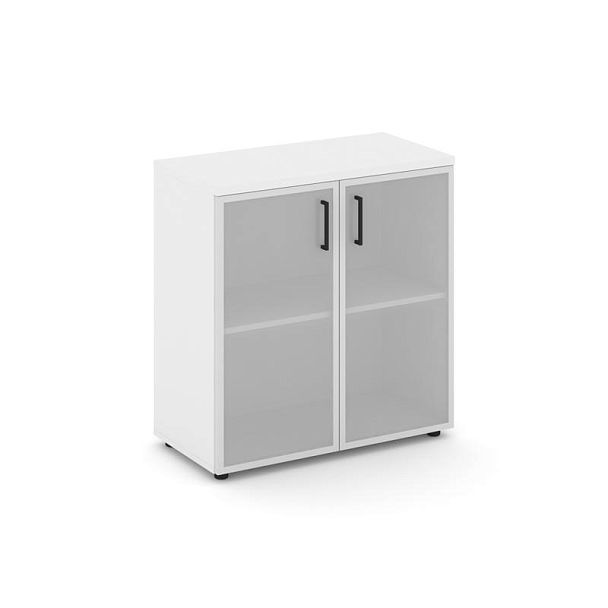 Стайл Проджект Шкаф низкий широкий SN.STS.E-303 Белый/Сатин/Черный Ручки 796*400*833 - Вид 1