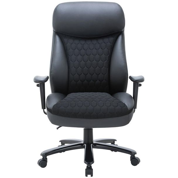 Кресло офисное CHAIRMAN CH 414, НАГРУЗКА до 180 кг, пружинный блок в сиденье, ткань/экокожа, черное, 7145955 - Вид 4