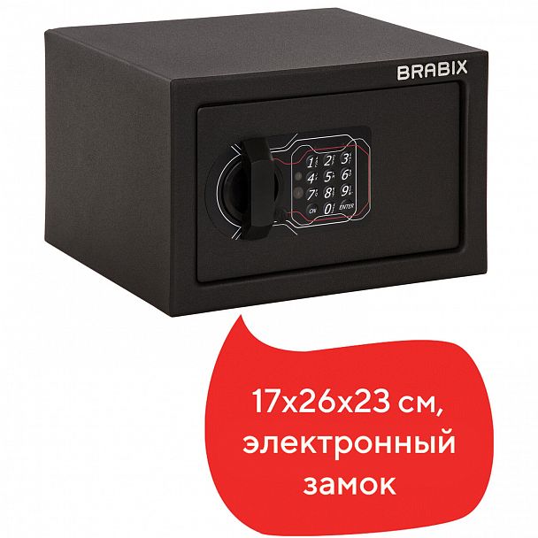 Сейф мебельный BRABIX "SF-170EL", 170х260х230 мм, электронный замок, черный, 291143, S103BR210614 - Вид 6