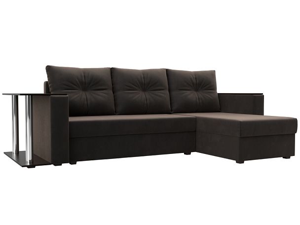 Угловой диван Атланта Лайт правый (полностью велюр коричневый) - Вид 1