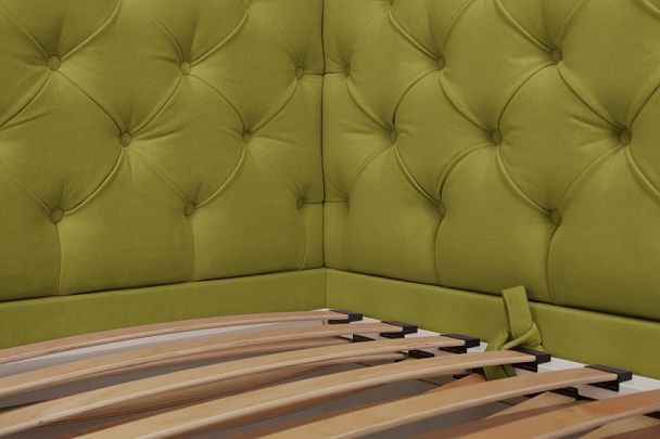 Кровать «Порше», каретная стяжка с доп. спальным местом, желтая - Вид 5