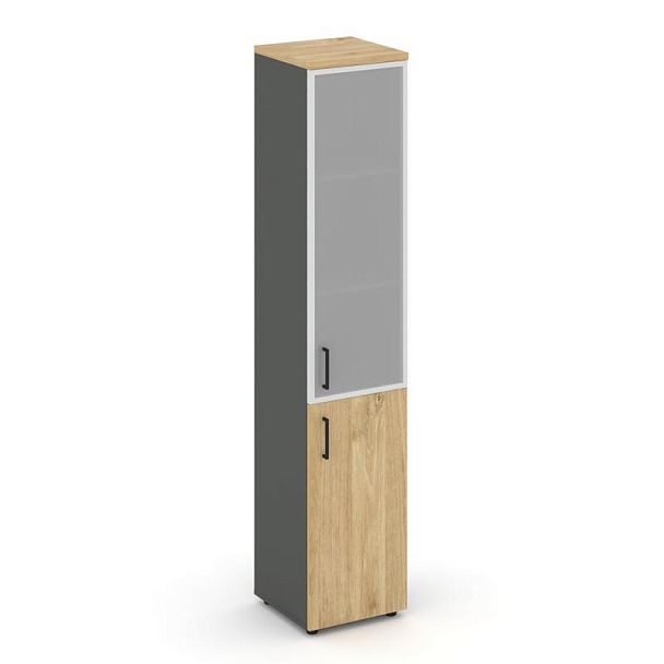 Style Project Шкаф высокий узкий SN.STU.E-103(R) Антрацит/Тиквуд Светлый/Сатин/Черный Ручки 400*400* - Вид 1