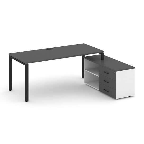 Style Project Direct Direct Стол письменный с греденцией правой SN-6P.SRG-015.M(R) Антрацит/Белый/Антрацит/Металл Черный 1980*1480*750 - Вид 1