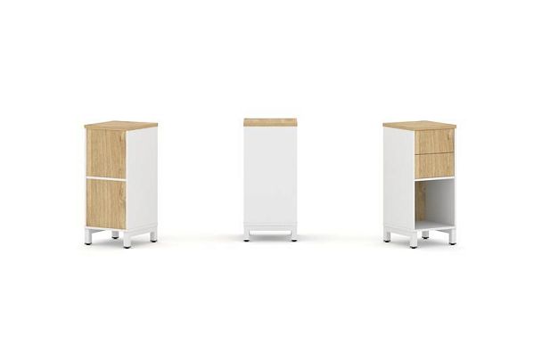 Style Project Набор стеллажа 1 сторон., 2 яр. SN.NS-211 Белый/Тиквуд Светлый/Металл Белый 387*400*88 - Вид 1