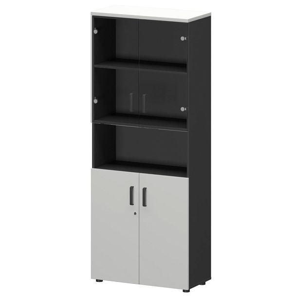 Шкаф СМШ-58Д2С2 Тип2 Графит/Белый 792x380x1990 Смарт - Вид 1