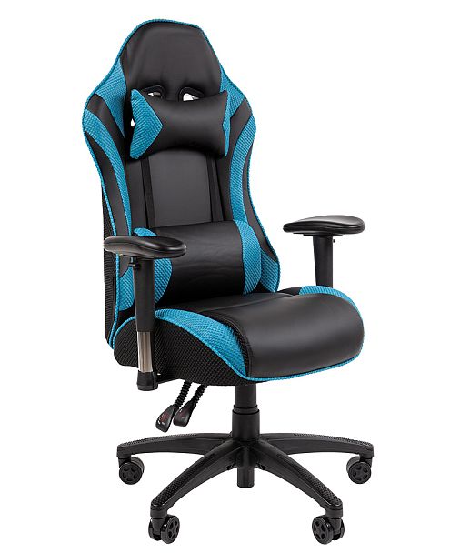 Кресло CHAIRMAN CH43, экокожа, черный/бирюзовый - Вид 1