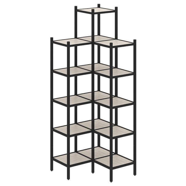 Loft Угловой внутренний стеллаж наборный VR.L-46 Денвер светлый/Чёрный металл 862*862*2280 - Вид 1