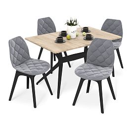 Обеденная группа Sheffilton SHT-DS318 дуб сонома светлый/стальной серый/черный - Фото предпросмотра