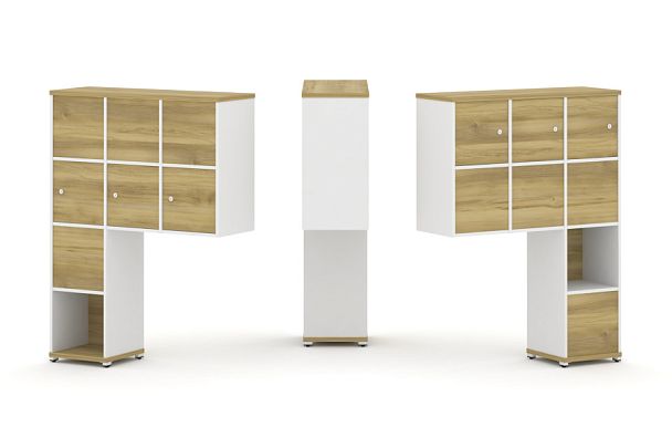 Concept Надставка высокая CN.DNV-009 Дуб Винченцо/Белый Бриллиант/Металл Белый 1099*350*1486 - Вид 1