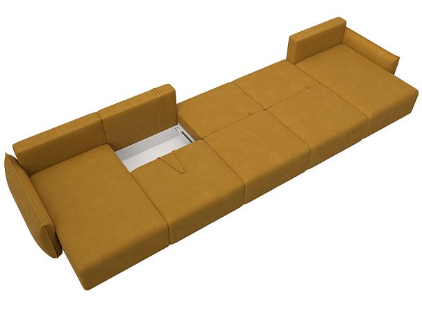 Диван п-образный Лига-051 НПБ МегаЛонг Велюр желтый - Вид 9