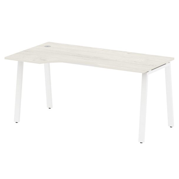 Metal System Стол криволинейный левый на А-образном м/к БА.СА-1 (L) Дуб наварра/Белый металл 1600*900*750 - Вид 1