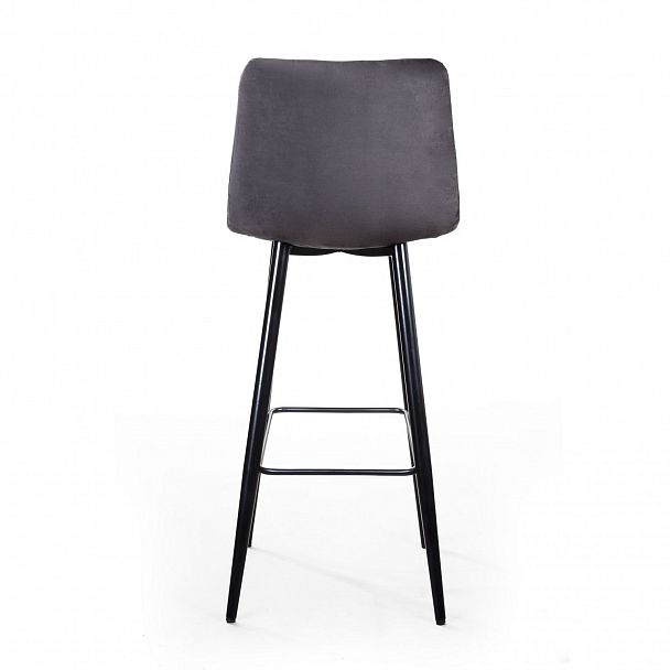 Стул барный UNO, бархат серый 27 / чёрный конус - Вид 6