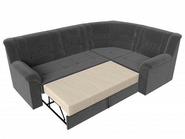 Угловой диван Карелия правый (полностью велюр серый) - Вид 6