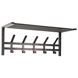 Вешалка настенная с полкой "Торонто-21", 270х670х270 мм, 5 крючков, металл, черная, ВСПТ21 Ч - Фото предпросмотра