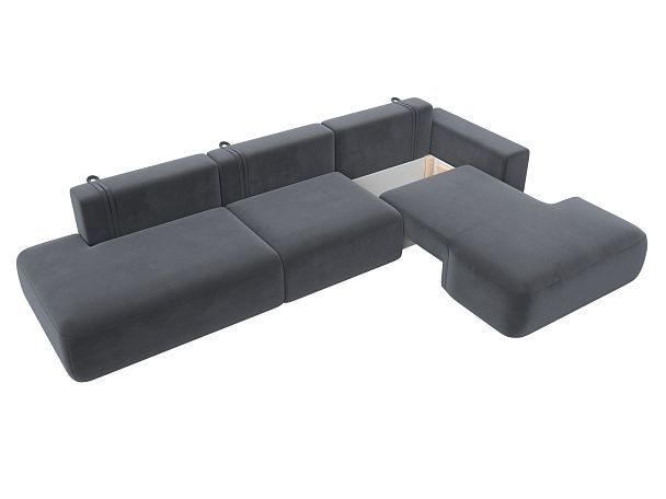Диван угловой Лига-036 Модерн Лонг правый угол Велюр серый - Вид 7