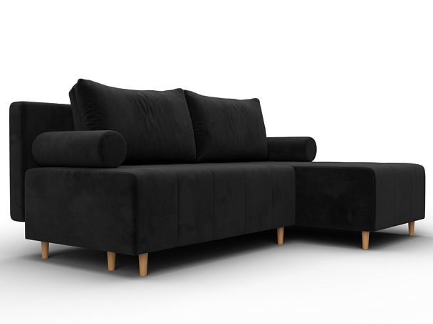Диван угловой Лига-102 угол универсальный Велюр черный - Вид 3